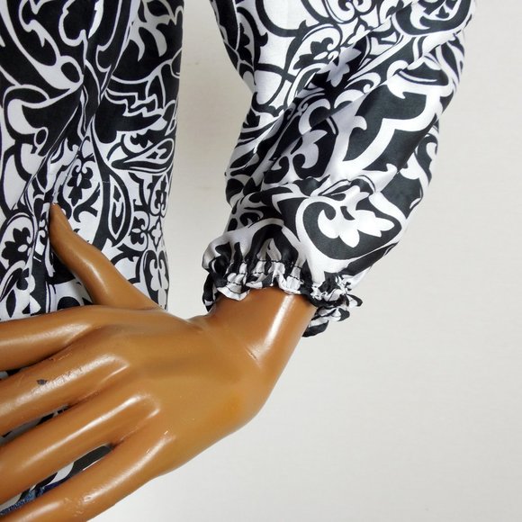 WHITE HOUSE BLACK MARKET Top L NWT Print Blouse Gem Buttons Party Shirt - Picture 4 of 12